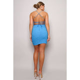 BRANDY BUBBLES LATTICE BACK MINI DRESS: FUCHSIA / L
