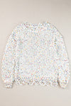 Confetti Round Neck Dropped Shoulder Sweater