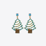 Rhinestone Alloy Christmas Tree Earrings