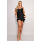 SEXY LISA SPAGHETTI STRAP SURPLICE MINI DRESS: BLACK / L