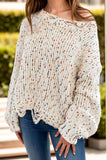 Confetti Round Neck Dropped Shoulder Sweater