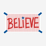 "Believe" Red Pinstripes Sticker