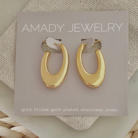 Oval shape hoops 18k gold plated over Stainless Steel
