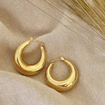 Chubby Oval Hoops Gold Plated Lightweight Thick Hoop Earring