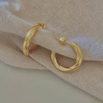Twisted Croissant hoop earrings 18k gold plated lightweight
