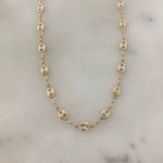 Mariner coffee bean link chain necklace, 18k gold chocker