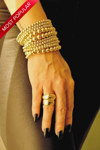 Gold Bead Bracelet | 18k Gold Filled Beaded Bracelet | Signature Bracelet | Stackable Bracelets | Stretchy Bracelet (I55-63)