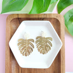 Belize Earrings / Brass Monstera Leaf Dangle Earring